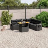 Maison Chic Seti vrtnega pohištva - Vrtna garnitura - Vrtni pohištvo set 7-delna z blazinami črn poli ratan, (21801187) | Shoptok.si