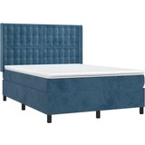  Box spring postelja z vzmetnico LED temno modra 140x200cm žamet, (20899051) | Shoptok.si