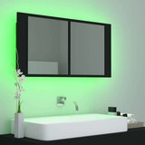 vidaXL LED kupaonski ormarić s ogledalom crni 90 x 12 x 45 cm | shoptok.hr