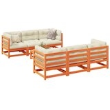  7-dijelni set vrtnih sofa s jastucima voštano smeđi od borovine | shoptok.hr