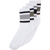 Trendyol Men's White Cotton 4-Pack Striped Crewneck Socks Cene