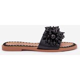 Boto Women's Flat Sandals With Decorative Beads Black Aricca | ePonuda.com