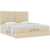  Otomanski posteljni okvir z vzmetnicami krem 200x200 cm blago, (21653363) | Shoptok.si