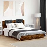  Okvir kreveta s uzglavljem LED boja dimljenog hrasta 150x200 cm | shoptok.hr