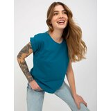 Fashion Hunters Cotton Women's Navy Basic T-Shirt Revolution Cene