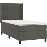  box spring s madracem LED tamnosivi 80 x 200 cm baršun | shoptok.hr