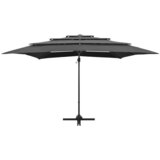  Vrtni suncobran s 4 razine i stupom 250 x 250 cm antracit | shoptok.hr