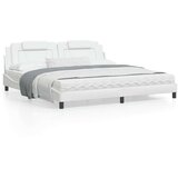  Posteljni okvir z vzglavjem bel 200x200 cm umetno usnje | Shoptok.si