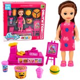 Mini Doll Set with Cash Register, Saleswoman, Hamburger, Ice Cream Accessories Cene