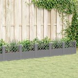 vidaXL Cvetlično korito z zatiči svetlo sivo 363,5x43,5x43,5 cm PP | Shoptok.si