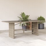  The Living Store Vrtna miza s stekleno ploščo sv. siva 190x80x74 cm poli ratan - Vrtna Miza, (21462195) Cene