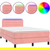  Krevet box spring s madracem LED ružičasti 120x190cm baršunasti | shoptok.hr