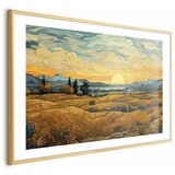  Plakat Impressionistic fields - painted golden landscape with fields of grain 42x29.7 Zlatni okvir s margom | shoptok.hr