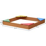  Dječji drveni pješčanik GINGER HOME s 4 sjedala – 90x90 cm, za dvorište i vrt | shoptok.hr