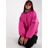 Fashionhunters Transitional pink bomber jacket made of artificial leather