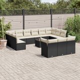  The Living Store Vrtna sedežna garnitura 14-delna z blazinami črn poli ratan - Vrtna Sedežna Garniture, (21478747) | Shoptok.si