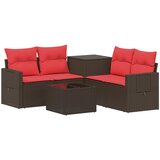 Set sofe 6 kom. Smeđa i crvena Poli Rattan i čelik | shoptok.hr