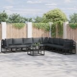 vidaXL Sjedeća garnitura za vrt 9 pcs Crna 70 x 70 x 32 cm Aluminij | shoptok.hr