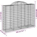  Obokane gabion košare 7 kosov 200x50x140/160cm pocinkano železo | Shoptok.si