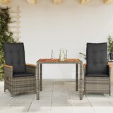  3-dijelni bistro set od poliratana s jastucima sivi Siva 90 x 90 x 75 cm | Shoptok.si