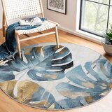 Mila Home modra pralna okrogla preproga ø 80 cm golden leaves – | Shoptok.si