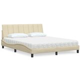 vidaXL Postelja z vzmetnico krem 160x200 cm blago Cene