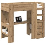  Postelja na podstrešju z mizo Umetni hrast 75 x 190 cm, (5000137064) | Shoptok.si