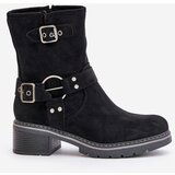 Boto Women's Low Heel Boots With Buckles Black Zudra | shoptok.hr