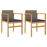 The Living Store Vrtni stoli z blazinami 2 kosa siv poli ratan in trden les - Vrtni Stol, (21460513) | Shoptok.si