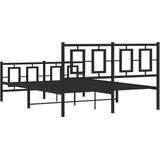  Metalni okvir kreveta uzglavlje i podnožje crni 135x190 cm | shoptok.hr