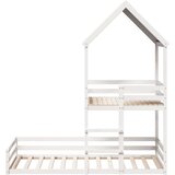  Krevet na kat s krovom bijeli 90 x 200 cm od masivne borovine | shoptok.hr