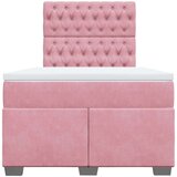 vidaXL Box spring postelja z vzmetnico roza 120x190 cm žamet, (21305195) | Shoptok.si
