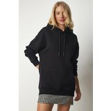 Happiness İstanbul Women's Black Knitted Hoodie with Knitted Sweatshirt Cene