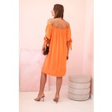 Kesi Włoski Women's viscose dress with tied sleeves orange | shoptok.hr