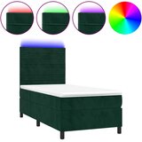  box spring s madracem LED tamnozeleni 80 x 200 cm baršun | shoptok.hr