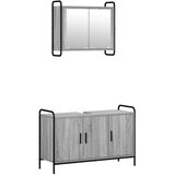  Set ormarića za kupaonicu 2 kom. Siva Sonoma 65 5 x 34 x 61 cm - Siva Sonoma Ormar s umivaonikom (3 vrata) + viseći ormar | shoptok.hr