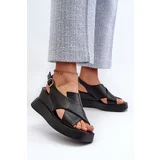 PE2 Women's Black Platform and Wedge Sandals in Eco Leather Vaiara