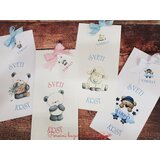  Unikatno Vabilo za krst s ovčko in majhno pentljico, modro REK102 | Shoptok.si