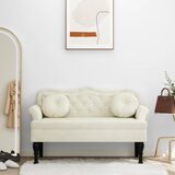 vidaXL Klupa s jastucima Krem 120,5 x 65 x 75 cm baršunasta | shoptok.hr