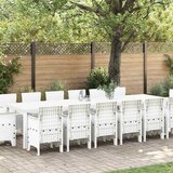 vidaXL Komplet za jedilnico v vrtu 15 pcs Bela Polt rattan Cene