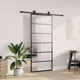  Klizna vrata s priborom crna 90 x 205 cm od ESG stakla | shoptok.hr