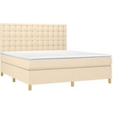 Krevet s oprugama i madracem krem 180x200 cm od tkanine | shoptok.hr