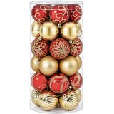  Set božićnih kuglica 30 kom. Zlatna i crvena &amp;Oslash; 6 cm Plastika Slike