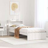 Posteljni okvir z vzglavjem bel 90x200 cm trdna borovina, (21311138) | Shoptok.si