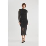 Defacto Bodycon Half Turtleneck Long Sleeve Tulle Midi Dress cene