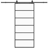  Klizna vrata s priborom crna 90 x 205 cm od ESG stakla | shoptok.hr