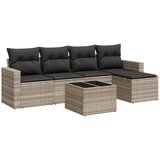 Maison Chic Seti vrtnega pohištva - Vrtna garnitura - Vrtni pohištvo set 6-delna z blazinami siv poli ratan, (21803474) | Shoptok.si
