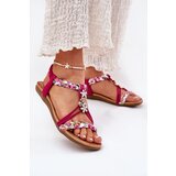 ARTIKER Flat Women's Sandals With Woven Straps And Clips Fuchsia | Shoptok.si