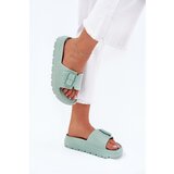EVENTO Women's Foam Slippers On Platform With Buckle Green Viasara | Shoptok.si