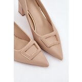 Boto Heels With Decorative Buckle Nude Seriva | shoptok.hr